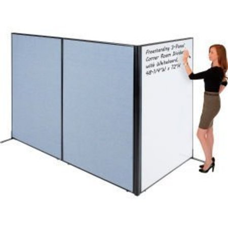 GLOBAL EQUIPMENT Interion    Freestanding 3-Panel Corner Room Divider with Whiteboard, 48-1/4"W x 72"H, Blue 695170BL